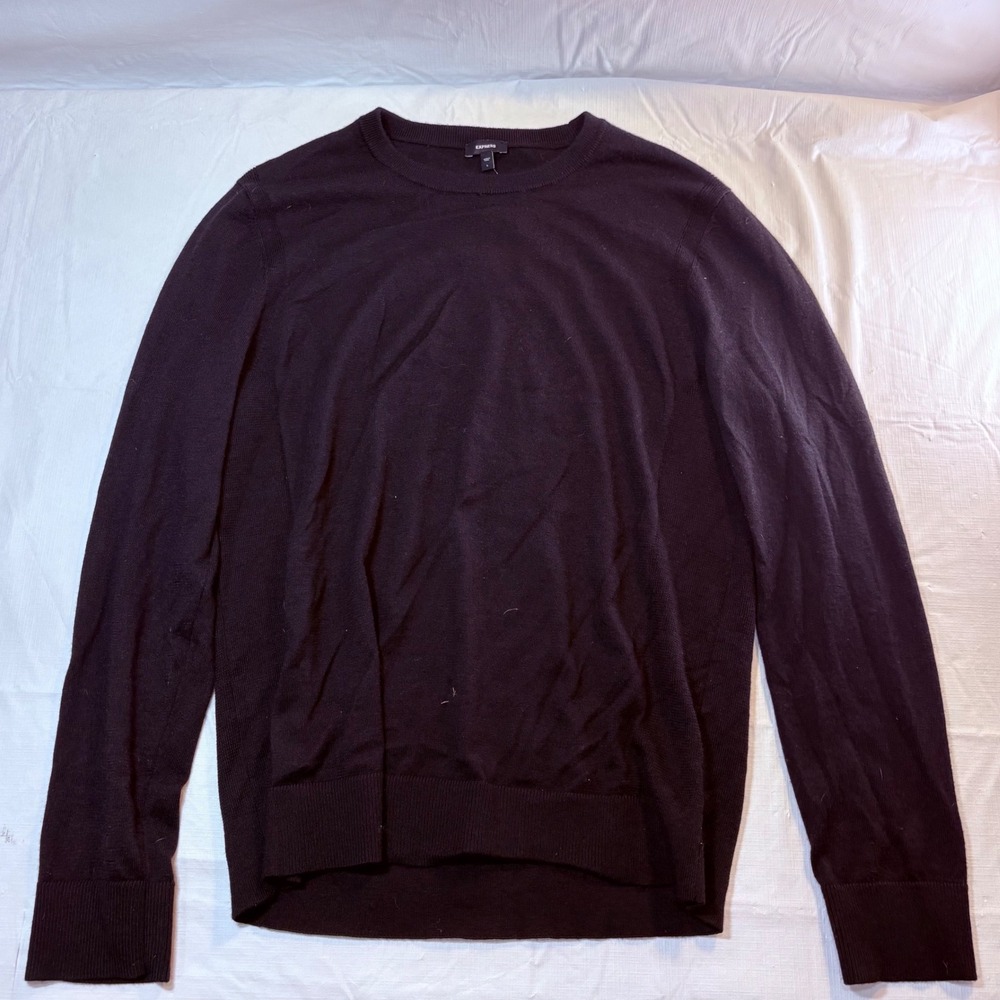 Express Mens Wool Blend Crew Neck Sweater Dark Burgundy‎ Large 5114